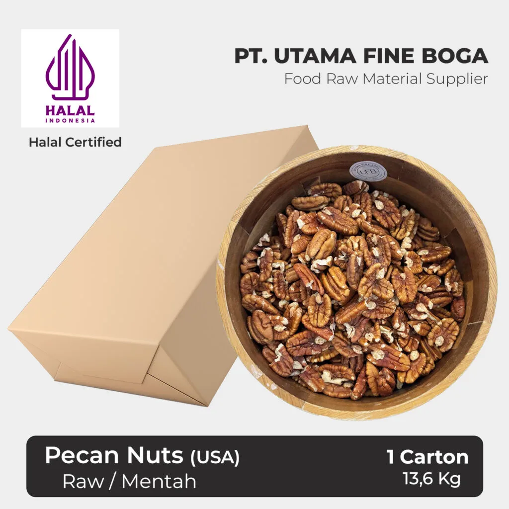 Kacang Pecan Kupas Mentah (USA) 1 Karton 13,6Kg