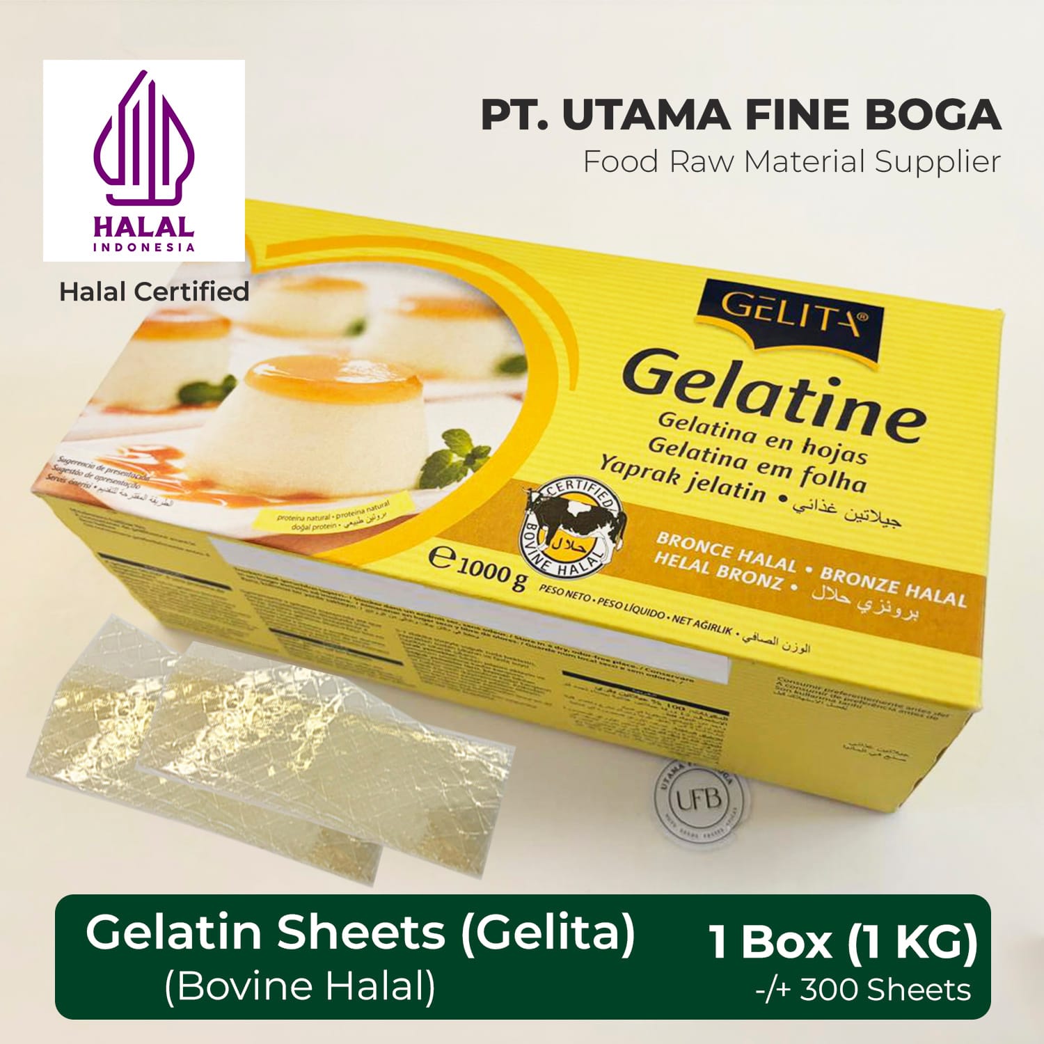 Gelatin Sheet Gelita Lembar (Halal) 1 Box / 1Kg