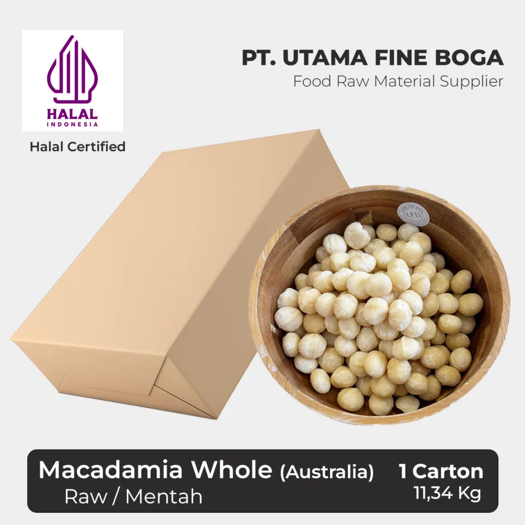 Kacang Macadamia Utuh Kupas Mentah (Australia) 1 Karton 11,34Kg