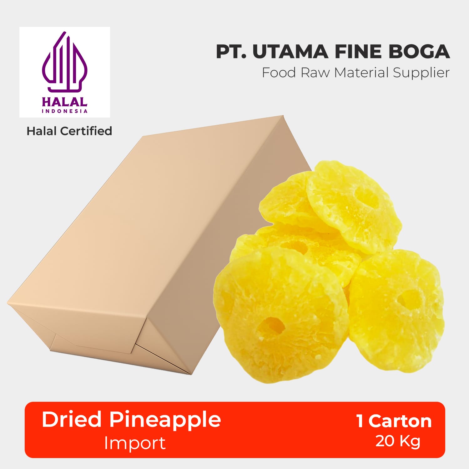 Buah Nanas Kering – Impor 1 Karton 20Kg